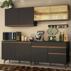 Cocina Integral 240 cm Negro/Marrón Reims Madesa