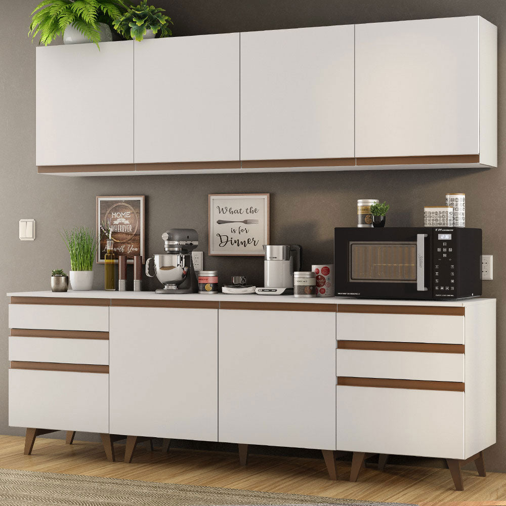 Cocina Integral 240 x 52 cm 6 Puertas 6 Cajones Blanco Reims Madesa