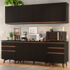 Cocina Integral 240 x 52 cm 6 Puertas 6 Cajones Negro Reims Madesa