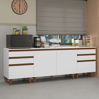 Kit 3 Gabinetes Bajos de Cocina 240 cm Blanco Reims Madesa