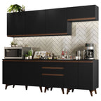 Cocina Integral 250 x 52 cm 8 Puertas 3 Cajones Negro Reims Madesa