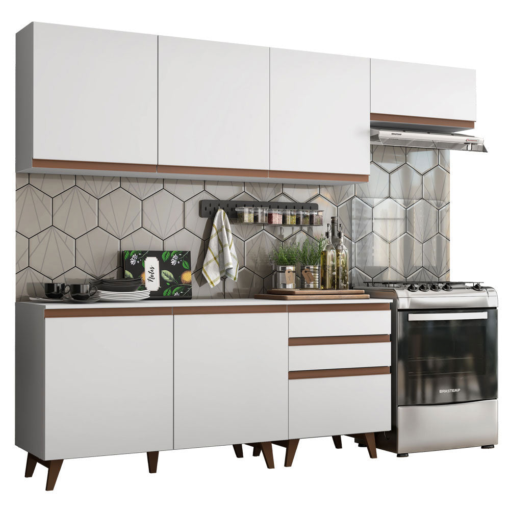 Cocina Integral 250 x 52 cm 6 Puertas 3 Cajones Blanco Reims Madesa 02