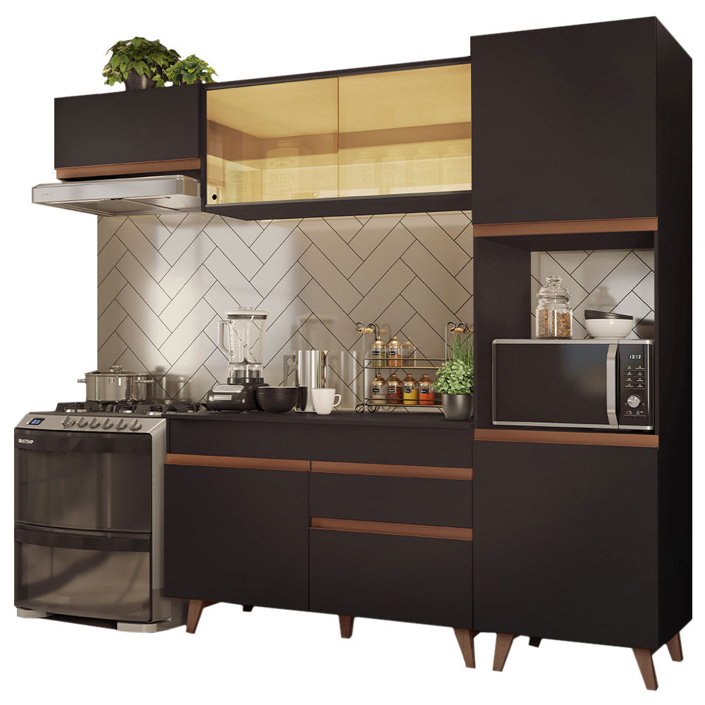 Cocina Integral 250cm Negro Reims Madesa 03