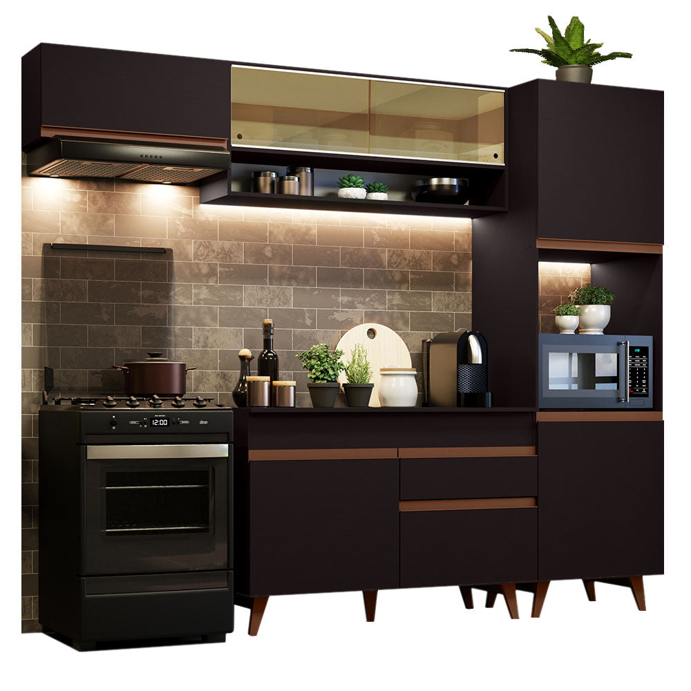 Cocina Integral 250cm Negro Reims Madesa 04
