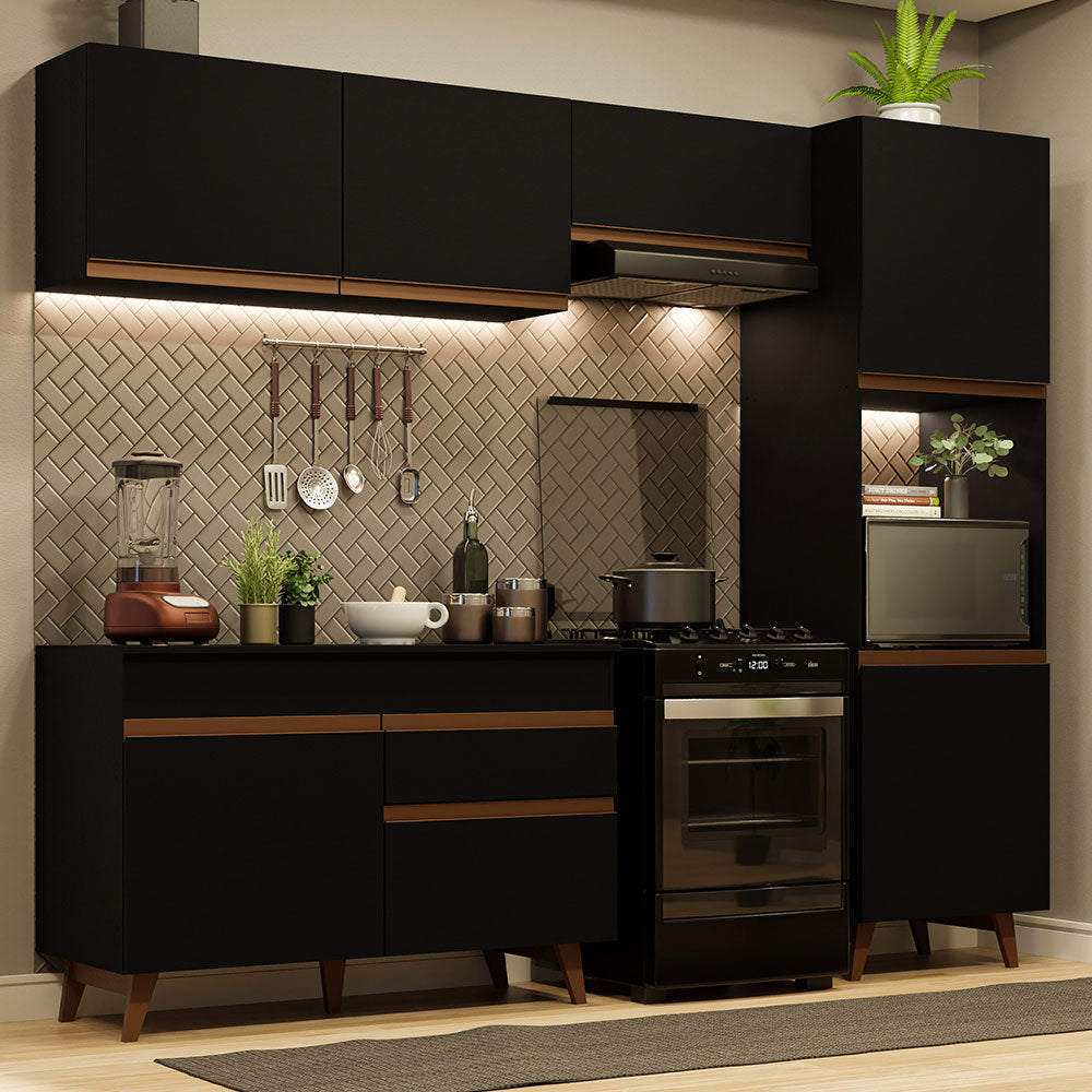 Cocina Integral 250cm Negro Reims Madesa 05