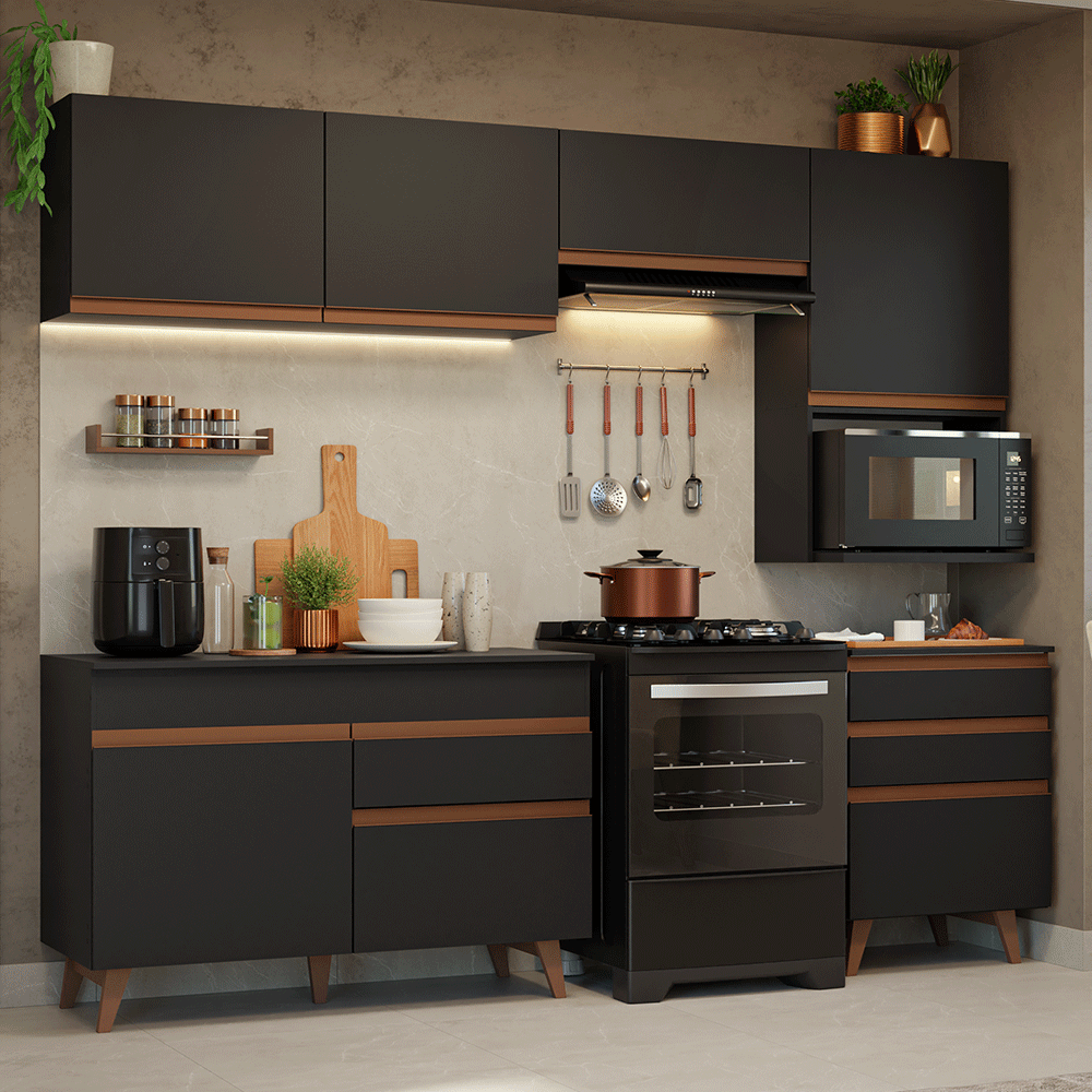 Cocina Integral 250 cm Negro Reims Madesa