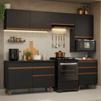 Cocina Integral 250 cm Negro Reims Madesa