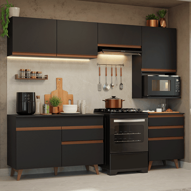 Cocina Integral 250 cm Negro Reims Madesa
