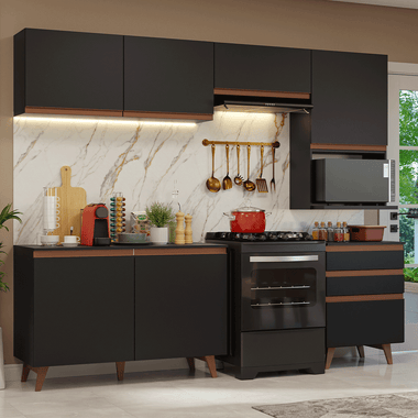 Cocina Integral 250 cm Negro Reims Madesa