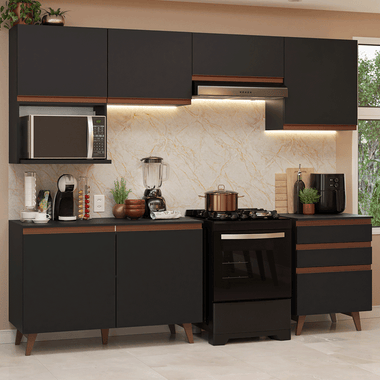Cocina Integral 250 cm Negro Reims Madesa