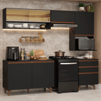 Cocina Integral 250 cm Negro Reims Madesa