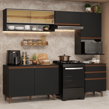 Cocina Integral 250 cm Negro Reims Madesa