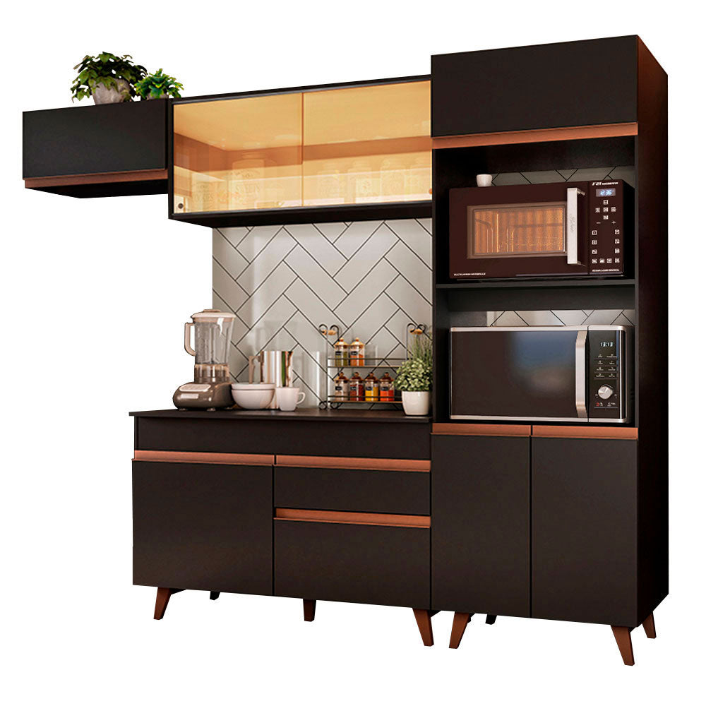 Cocina Integral 260 cm Con Mueble para Horno Negro Reims Madesa