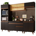 Cocina Integral 260 cm Con Mueble para Horno Negro/Marrón Reims Madesa