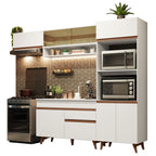 Cocina Integral 260 x 52 cm 8 Puertas 1 Cajón Con Mueble para Horno Blanco Reims Madesa 07