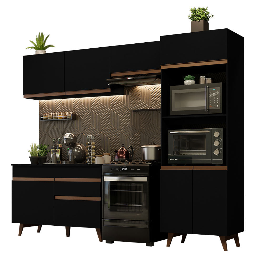 Cocina Integral Madesa Reims 260009 con Gabinete y Mueble Bajo Negro
