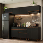 Cocina Integral 260 x 52 cm 8 Puertas 1 Cajón Negro Reims Madesa 10
