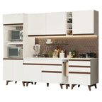 Cocina Integral 270 x 52 cm 8 Puertas 4 Cajones Con Mueble para Horno Blanco Reims Madesa 02