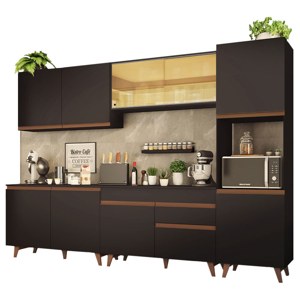 Cocina Integral 300cm Negro Reims Madesa 01