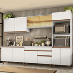 Cocina Integral 310 x 52 cm 11 Puertas 1 Cajón Con Mueble para Horno Blanco Reims Madesa