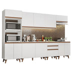 Cocina Integral 320 x 52 cm 11 Puertas 3 Cajones Con Mueble para Horno Blanco Reims Madesa