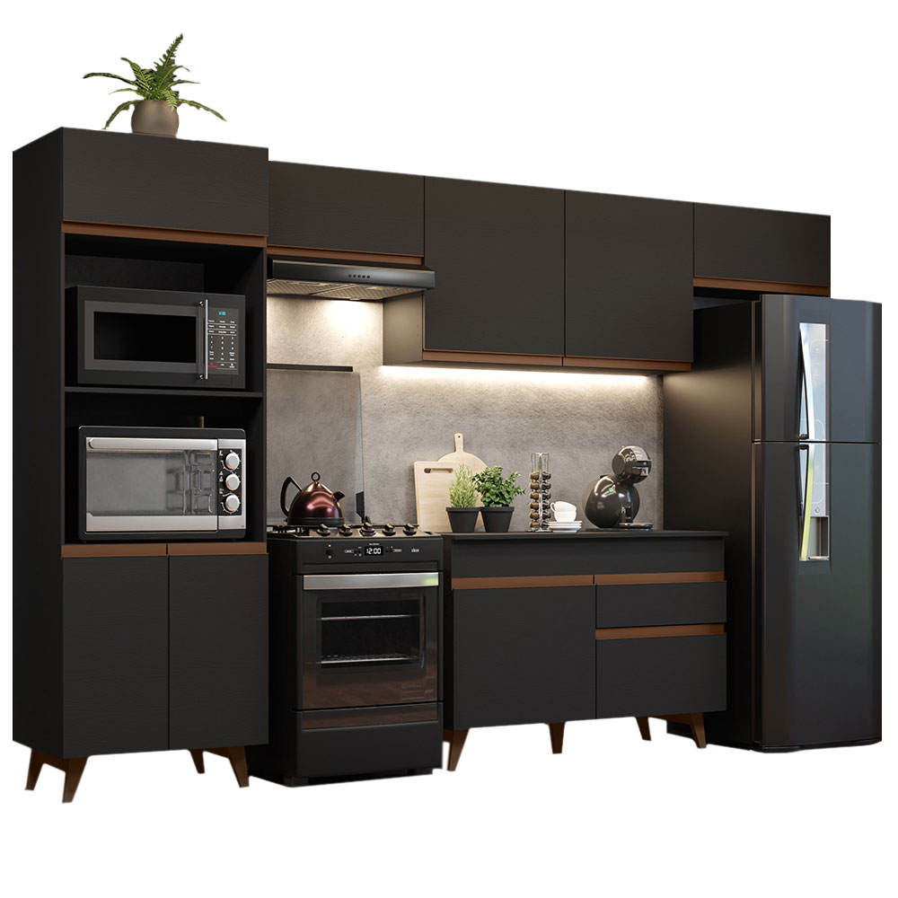 Cocina Integral 330 cm Con Mueble para Horno Negro Reims Madesa