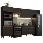 Cocina Integral 330 cm Con Mueble para Horno Negro Reims Madesa