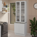 Kit Gabinete Bajo 2 Puertas y Vitrina 70 cm Blanco Stella Madesa