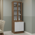 Kit Gabinete Bajo 2 Puertas y Vitrina 70 cm Marrón/Blanco Stella Madesa