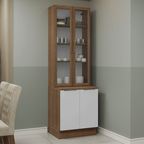 Kit Gabinete Bajo 2 Puertas y Vitrina 70 cm Marrón/Blanco Stella Madesa