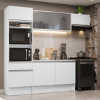 Cocina Integral 240 x 52 cm 7 Puertas 1 Cajón Con Mueble para Horno Blanco Topázio Madesa