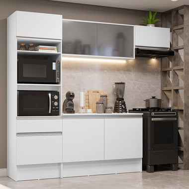 Cocina Integral 240 cm Con Mueble para Horno Blanco Topázio Madesa