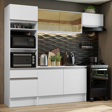 Cocina Integral 240 cm Con Mueble para Horno Blanco Topázio Madesa