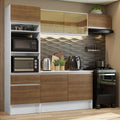 Cocina Integral 240 cm Con Mueble para Horno Blanco/Marrón Topázio Madesa