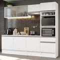 Cocina Integral 240 x 52 cm 8 Puertas 1 Cajón Con Mueble para Horno Blanco Topázio Madesa 05