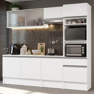 Cocina Integral 240 cm Con Mueble para Horno Blanco Topázio Madesa