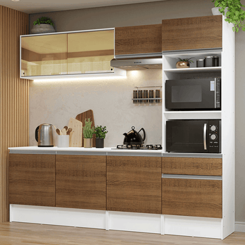 Cocina Integral 240cm Blanco/Marrón Diamante 06
