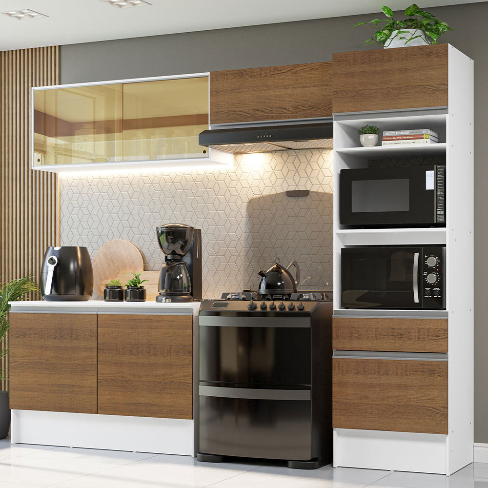 Cocina Integral 260 cm Con Mueble para Horno Blanco/Marrón Topázio Madesa