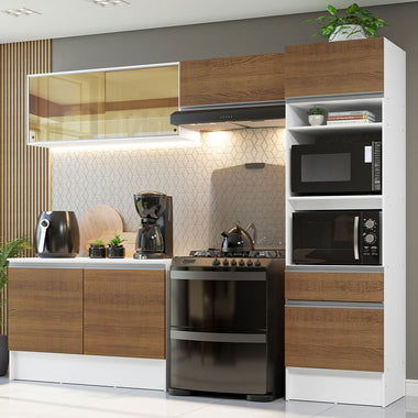 Cocina Integral 260 cm Con Mueble para Horno Blanco/Marrón Topázio Madesa