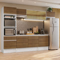 Cocina Integral 300 x 52 cm 9 Puertas 1 Cajón Con Mueble para Horno Blanco/Marrón Diamante Madesa
