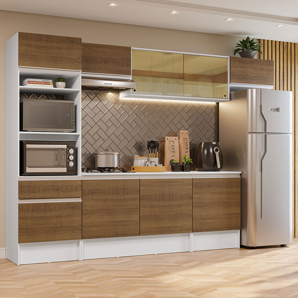 Cocina Integral 300cm Blanco/Marrón Diamante 02