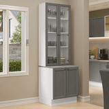 Combo Gabinete + Vitrina 70 cm Blanco/Gris Vik Madesa 01