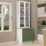 Combo Gabinete + Vitrina 70 cm Blanco/Verde/Blanco Vik Madesa 01