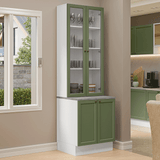Combo Gabinete + Vitrina 70 cm Blanco/Verde Vik Madesa 01