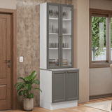 Combo Gabinete + Vitrina 70 cm Blanco/Gris Vik Madesa 02