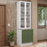 Combo Gabinete + Vitrina 70 cm Blanco/Verde/Blanco Vik Madesa 02