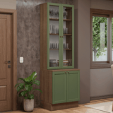 Combo Gabinete + Vitrina 70 cm Marrón/Verde Vik Madesa 02