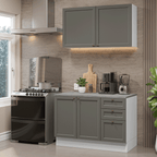 Cocina Compacta 120 cm Blanco/Gris Vik Madesa