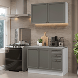 Cocina Integral 120 cm Blanco/Gris Vik Madesa 01