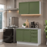Cocina Integral 120 cm Blanco/Verde Vik Madesa 01